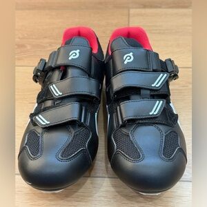 Peloton Black Cycling Shoes with Red Accents
